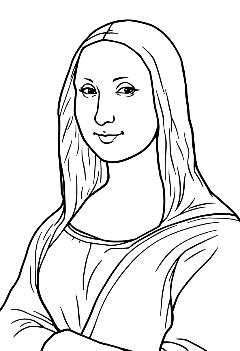 Mona Lisa Portrait coloring page, free printable