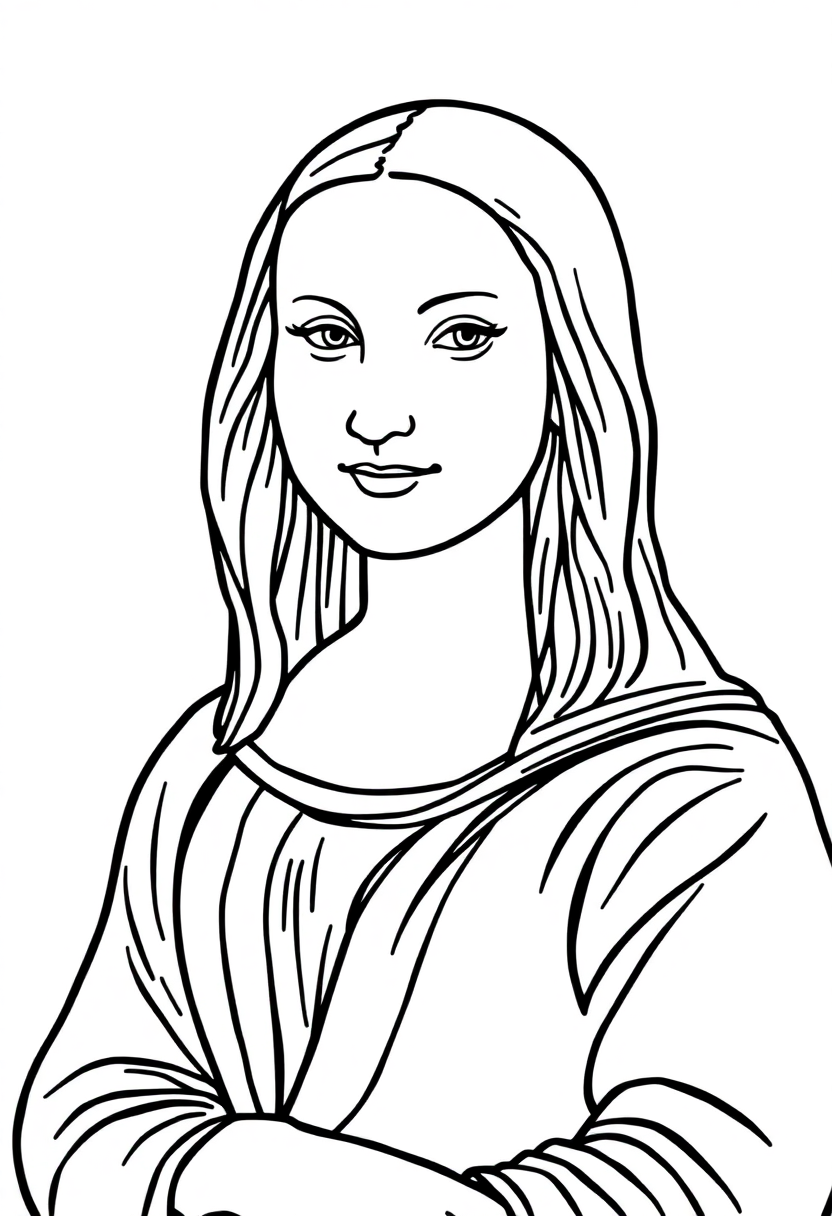 Mona Lisa Portrait coloring page, free printable