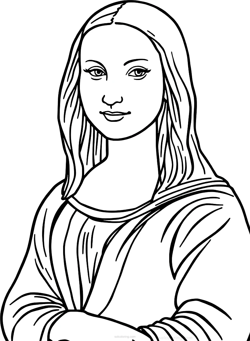 Mona Lisa Portrait coloring page for kids