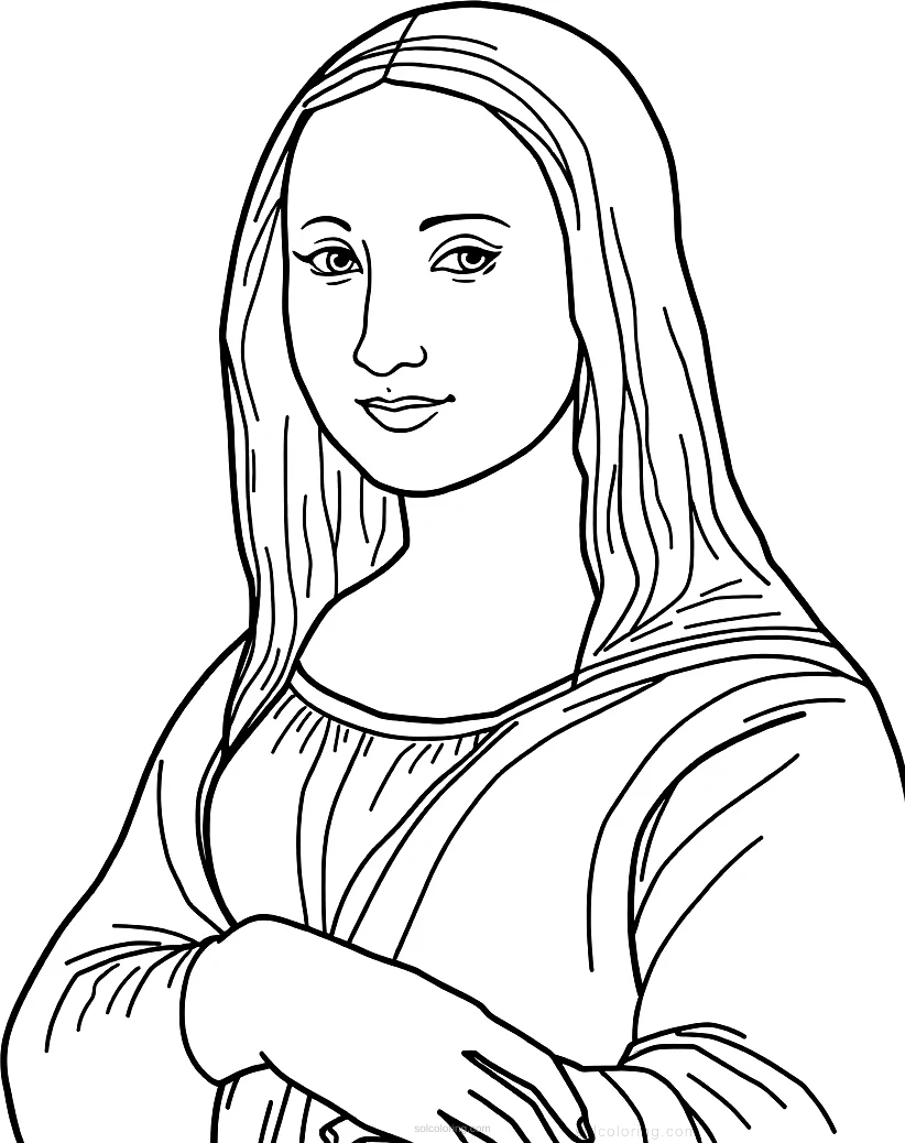 Mona Lisa Portrait coloring page for kids