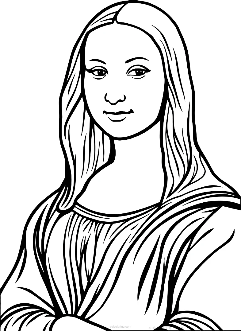 Mona Lisa Portrait coloring page for kids