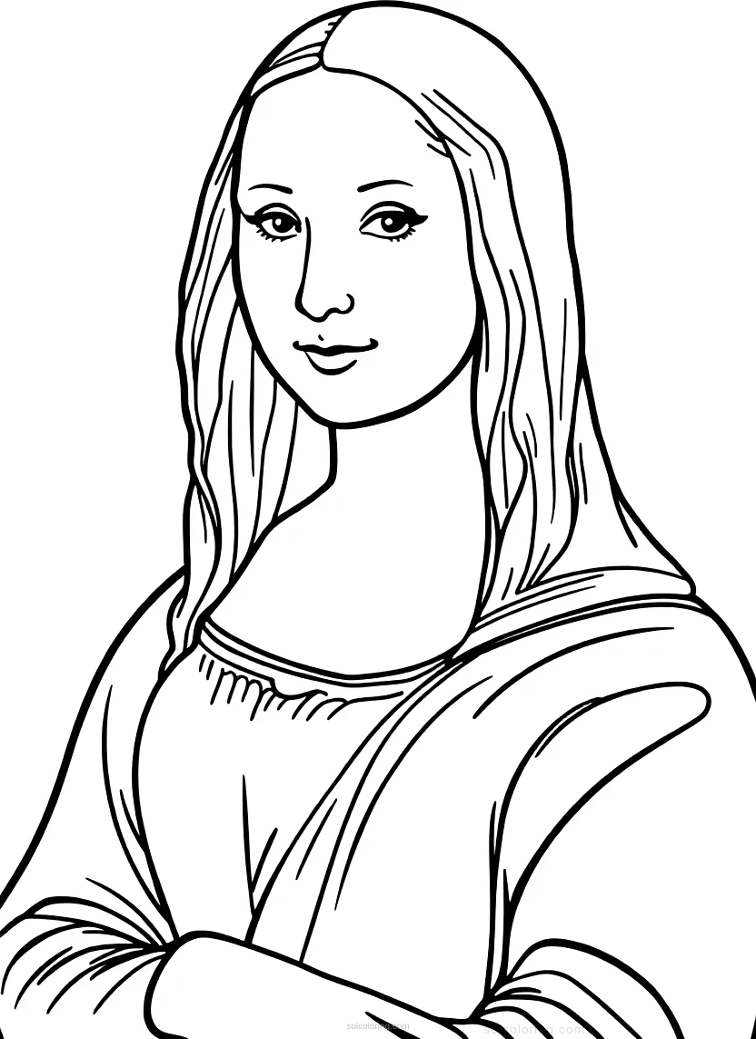 Mona Lisa Portrait coloring page for kids