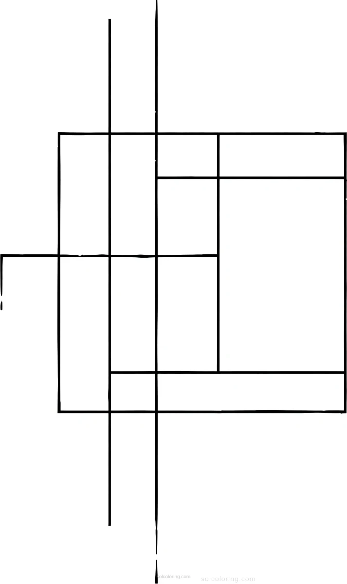 Mondrian Geometric Composition coloring page for kids