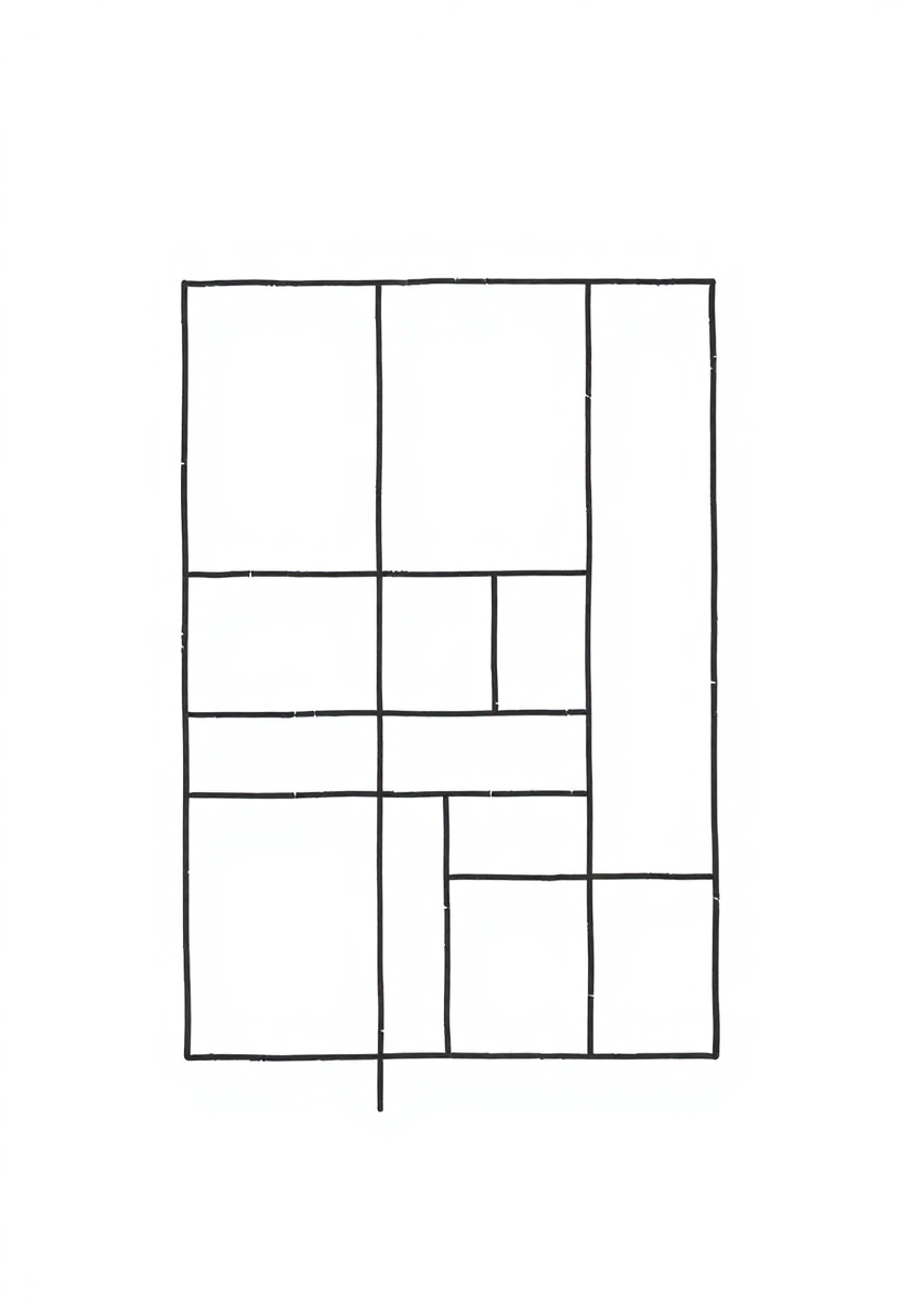 Mondrian Geometric Composition coloring page, free printable