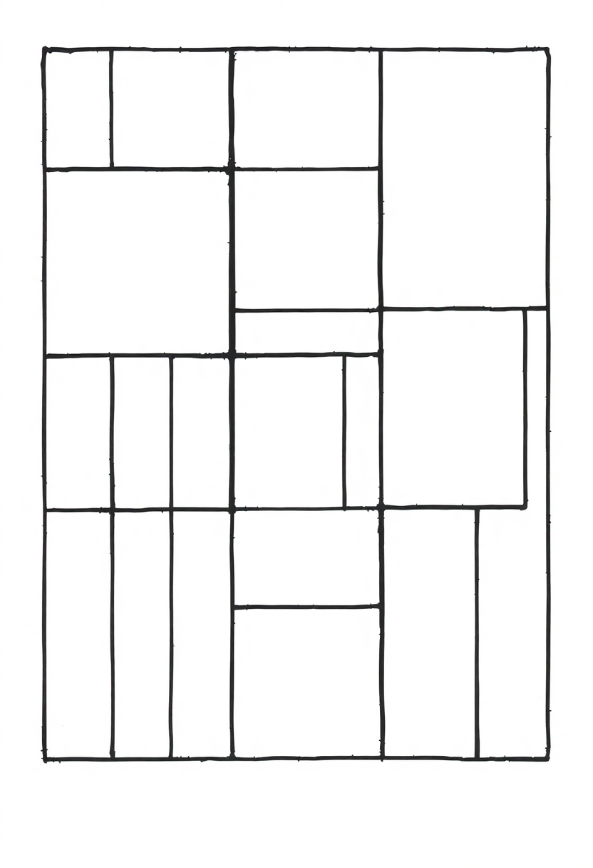 Mondrian Geometric Composition coloring page, free printable