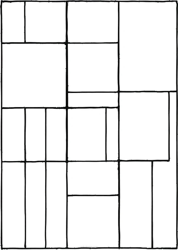 Mondrian Geometric Composition coloring pages