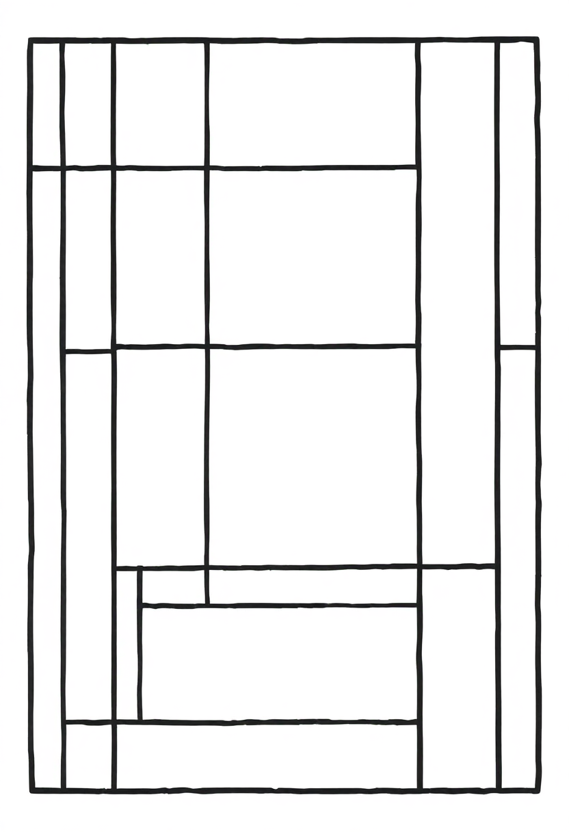 Mondrian Geometric Composition coloring page, free printable