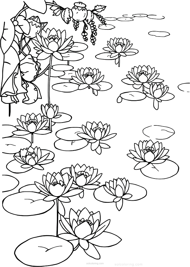 Monet Water Lilies coloring page for kids