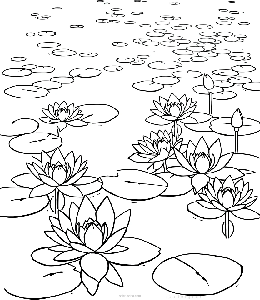 Monet Water Lilies coloring page for kids