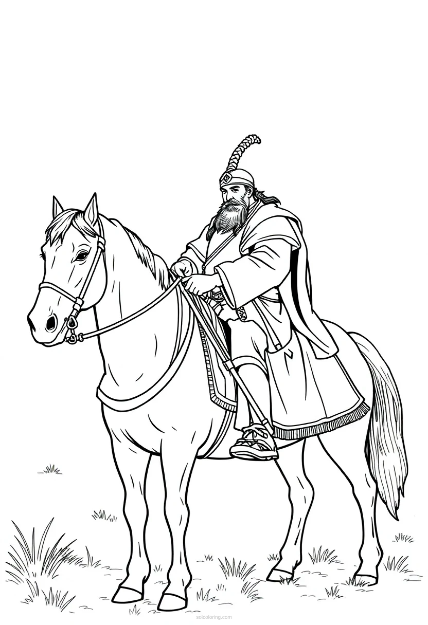 Mongol Horse Archer coloring page for kids