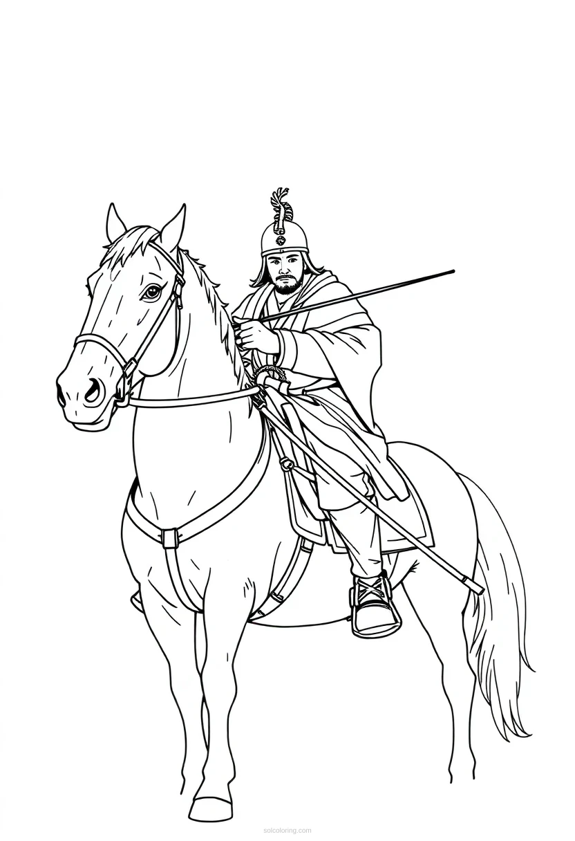 Mongol Horse Archer coloring page for kids