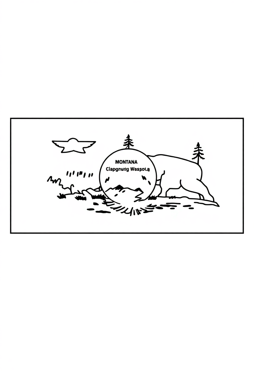 Montana State Flag coloring page, free printable