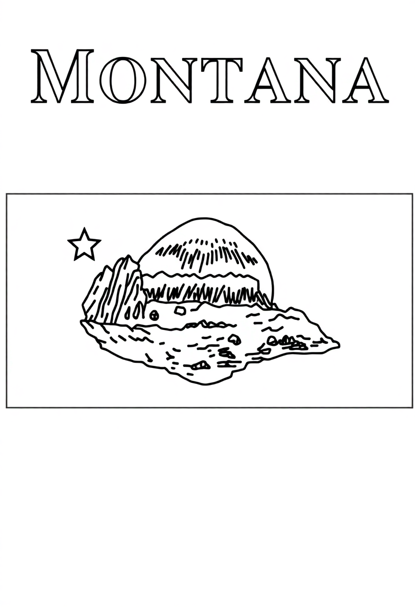 Montana State Flag coloring page, free printable