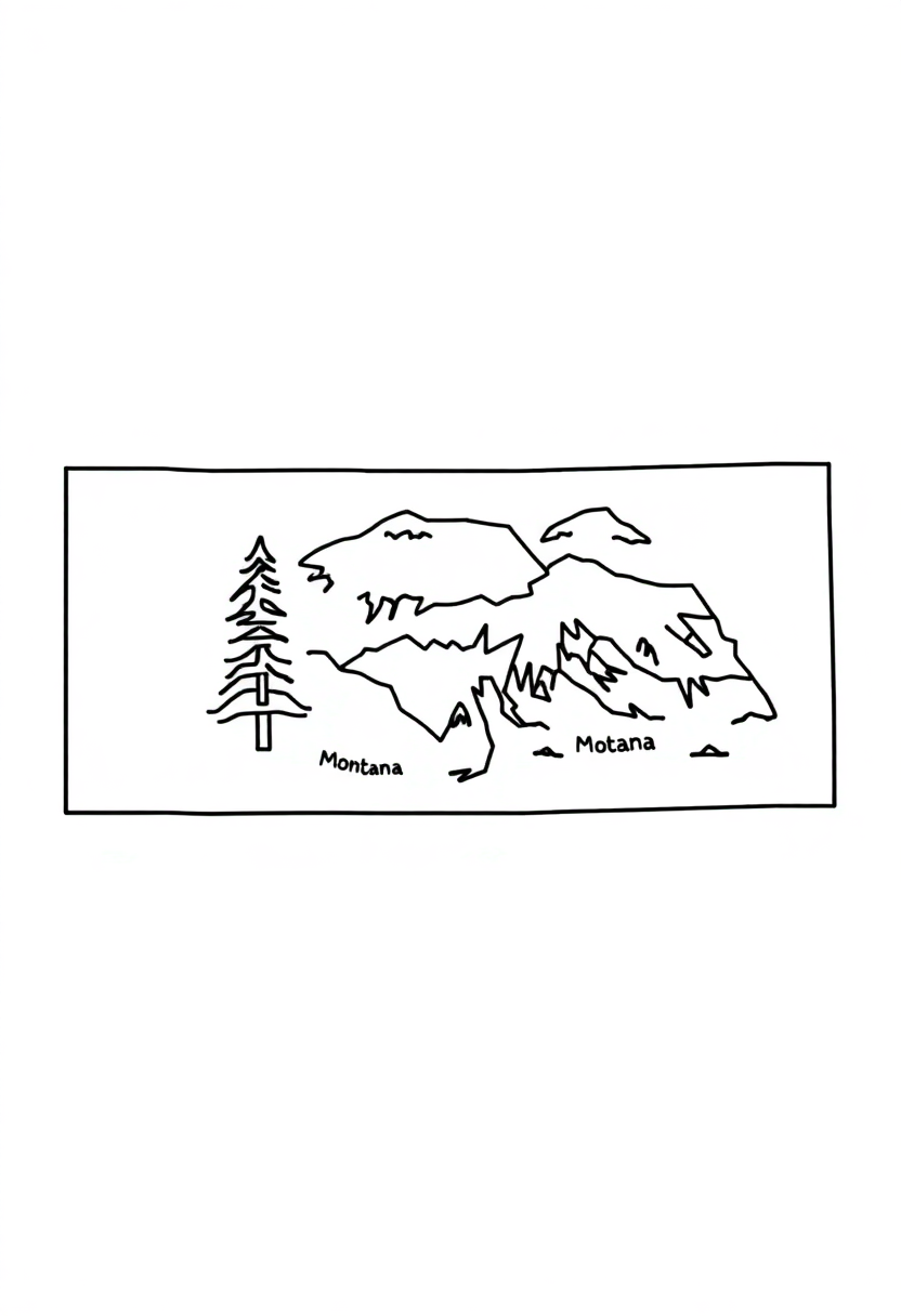 Montana State Flag coloring page, free printable