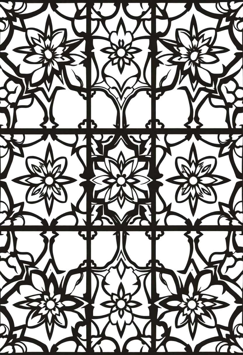 Moroccan Tile Designs coloring page, free printable