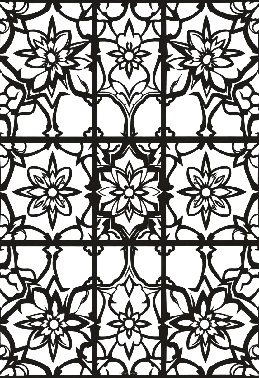 Moroccan Tile Designs coloring page for kids