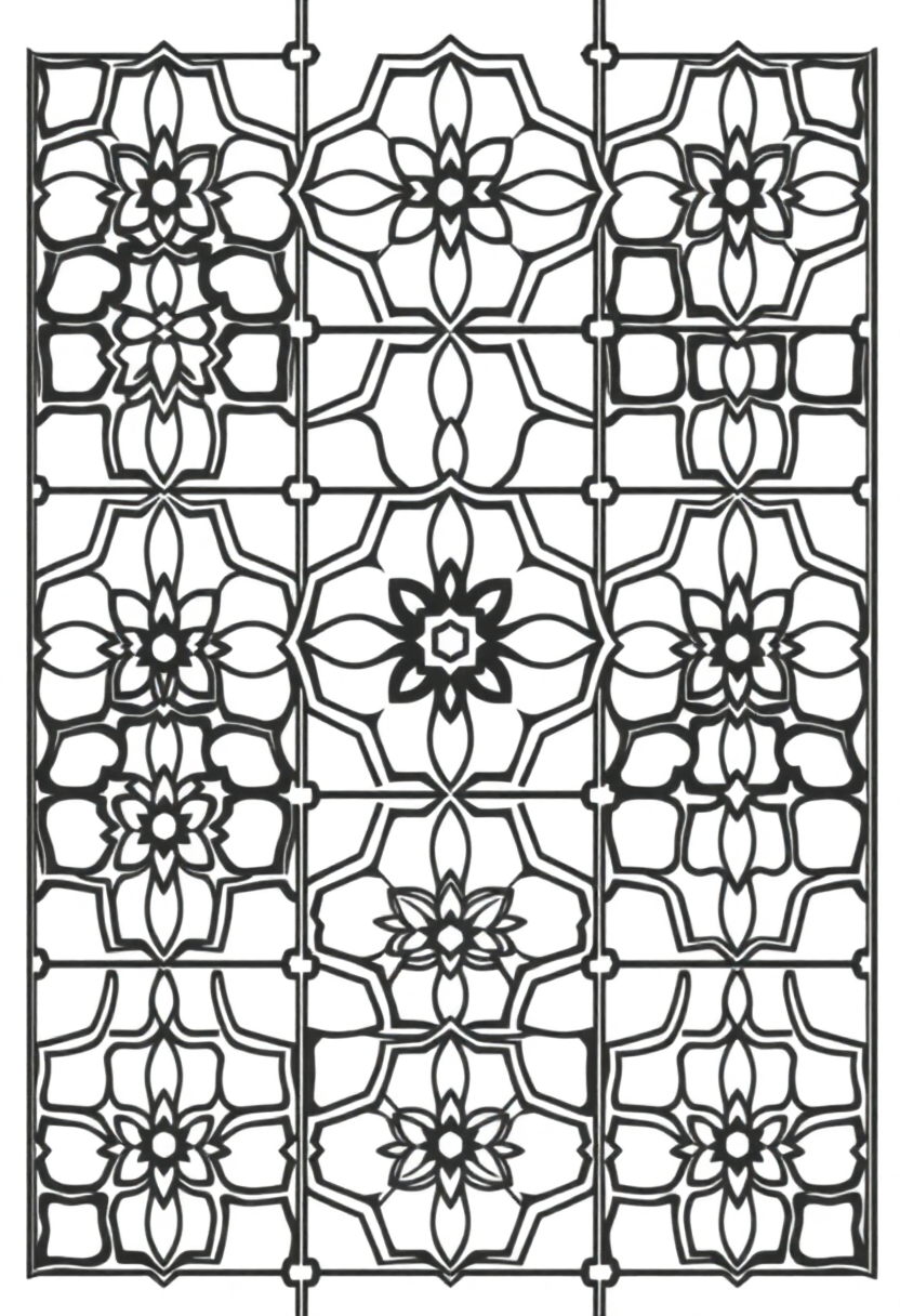 Moroccan Tile Designs coloring page, free printable