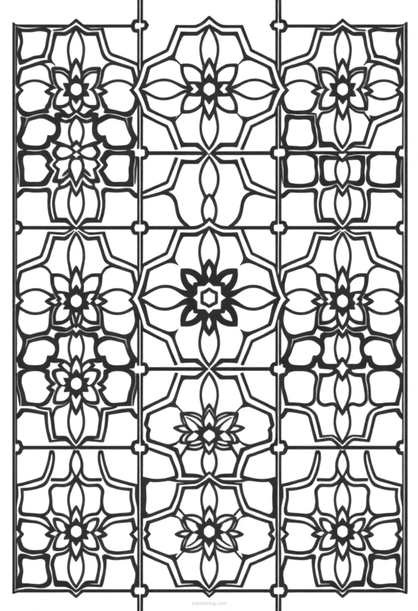 Moroccan Tile Designs coloring page for kids