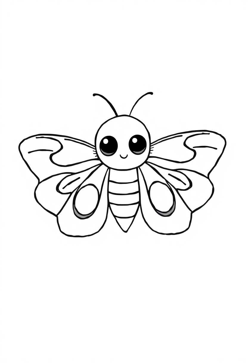 Moth coloring page, free printable standard style for kids and adults