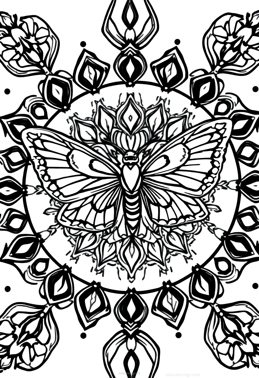 Moth coloring page for kids