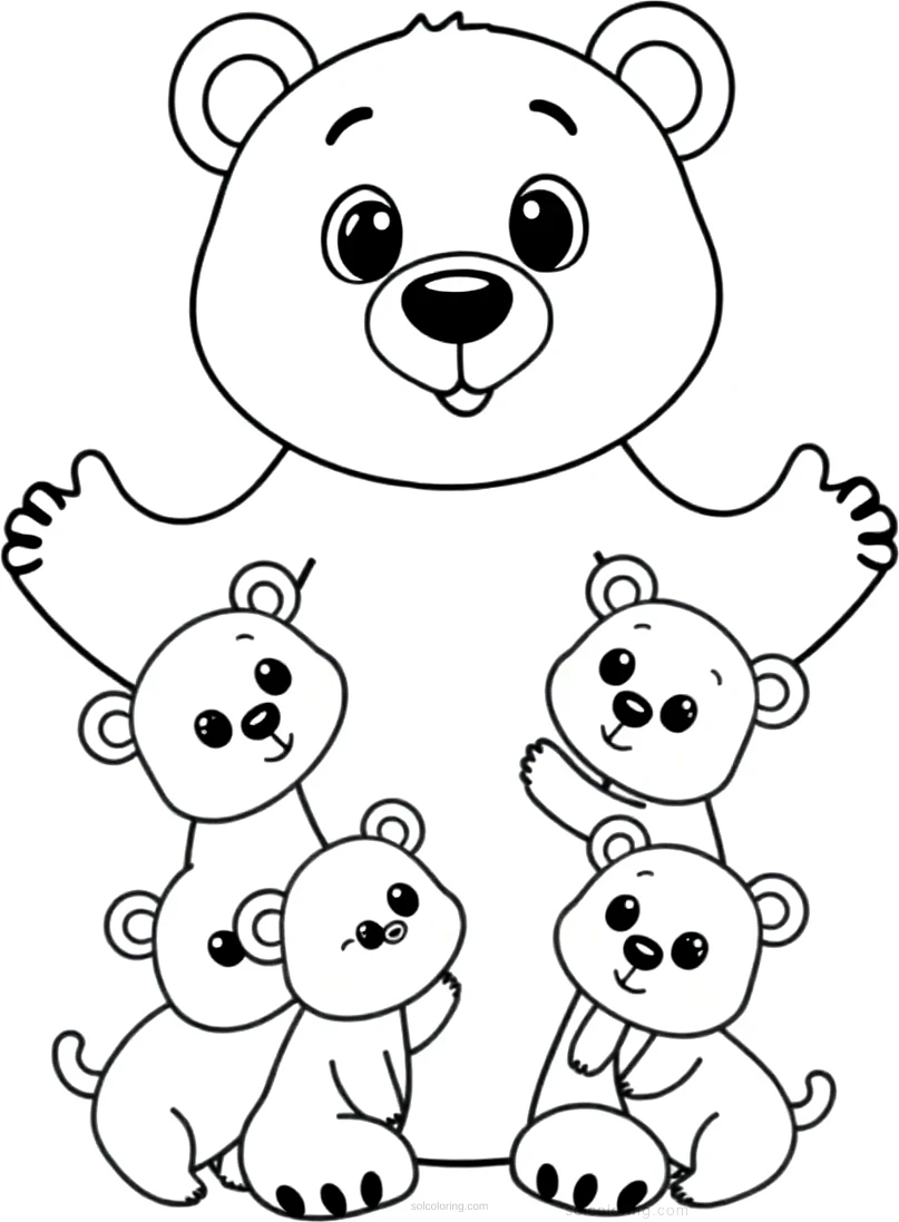 Mother Bear With Cubs coloring page for kids