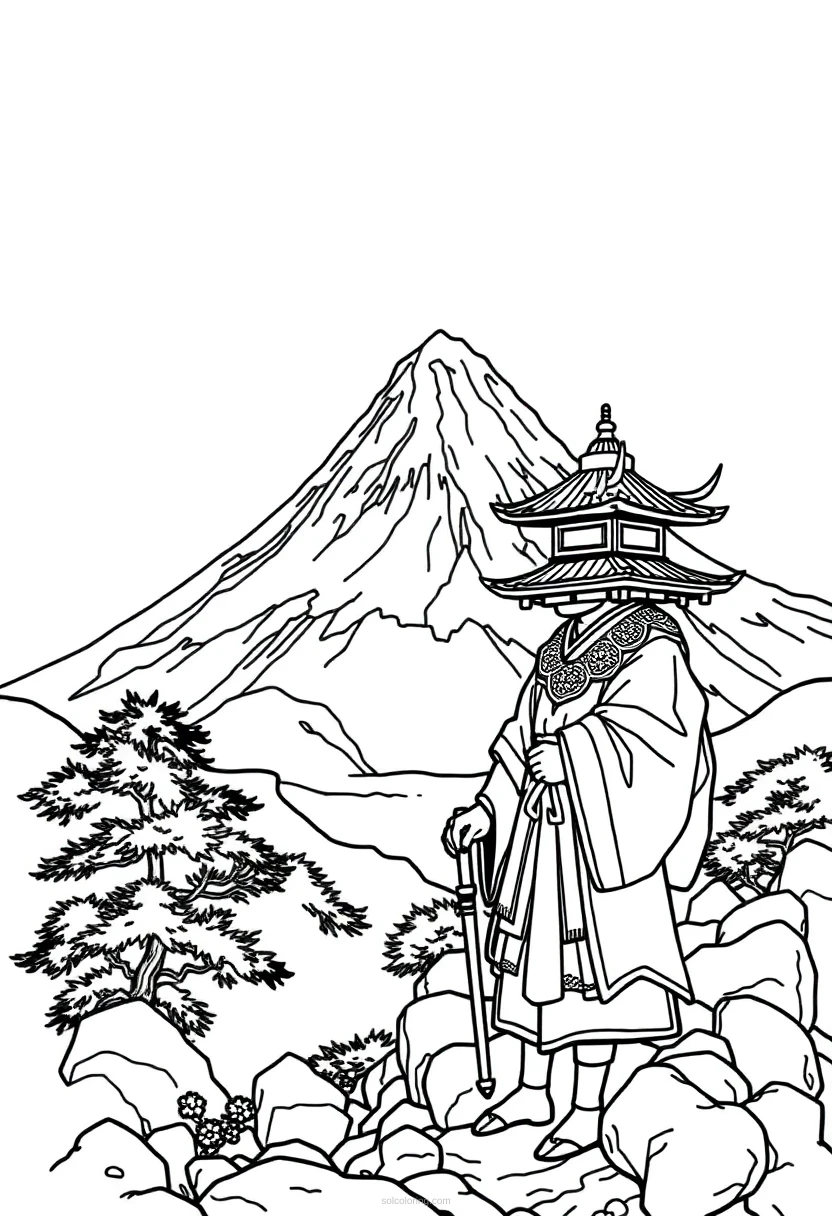 Mount Fuji Landscape coloring pages