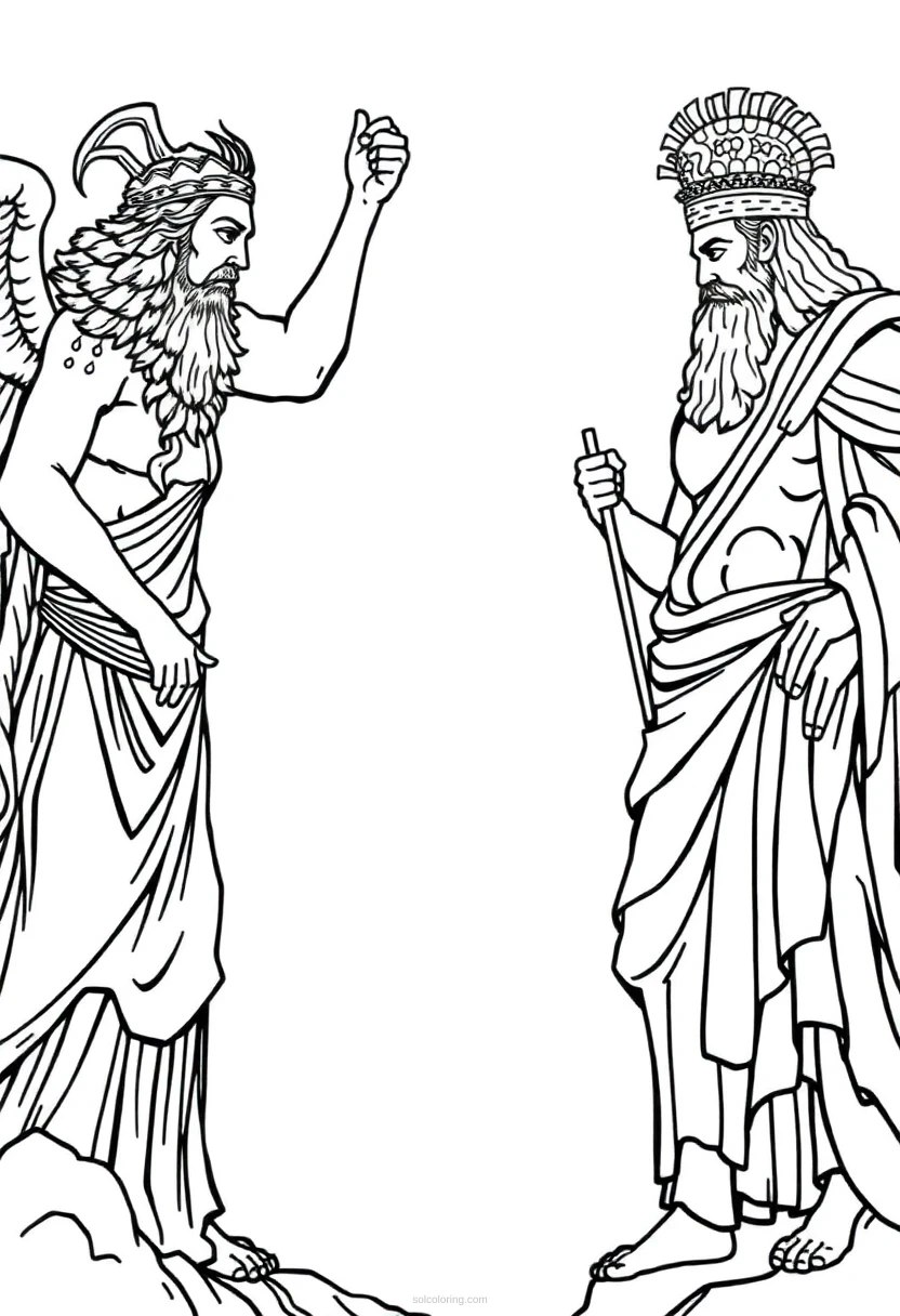 Mount Olympus Gods coloring page for kids