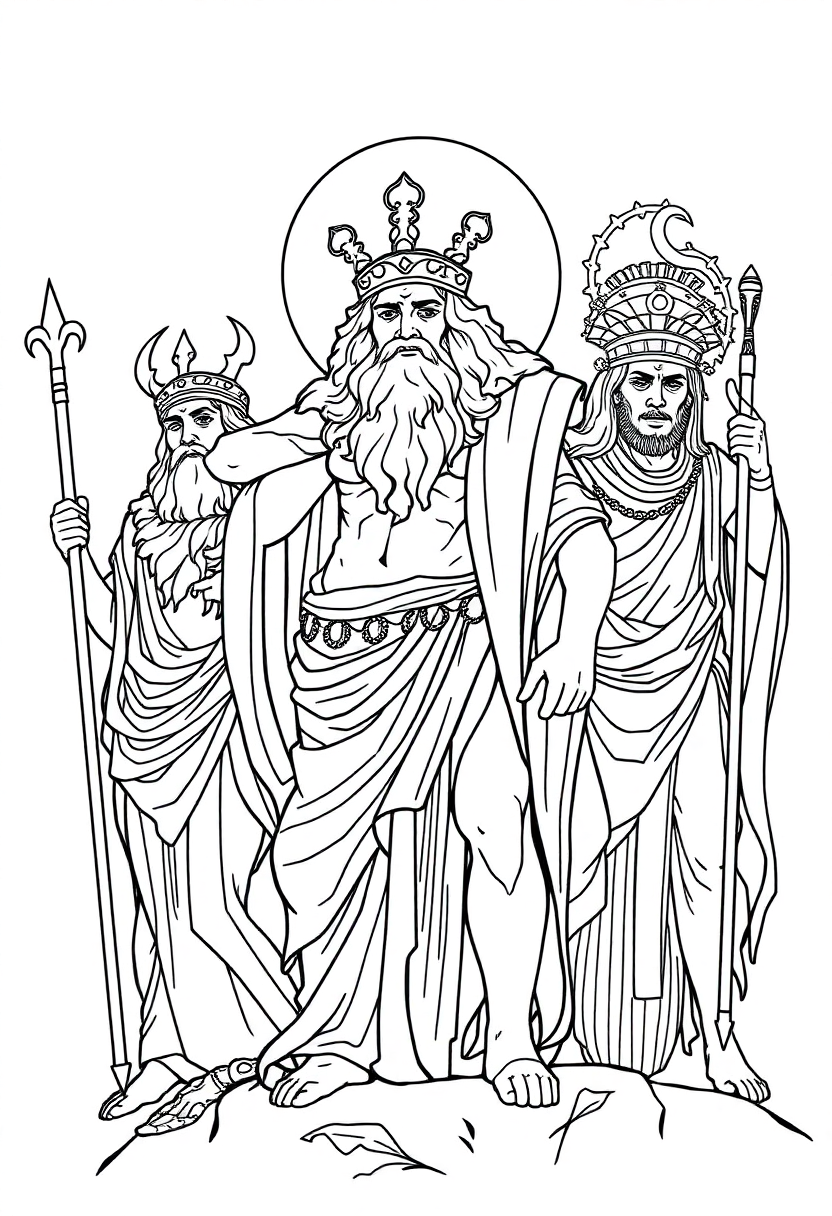 Mount Olympus Gods coloring page, free printable