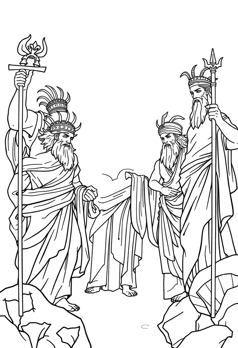 Mount Olympus Gods coloring page, free printable