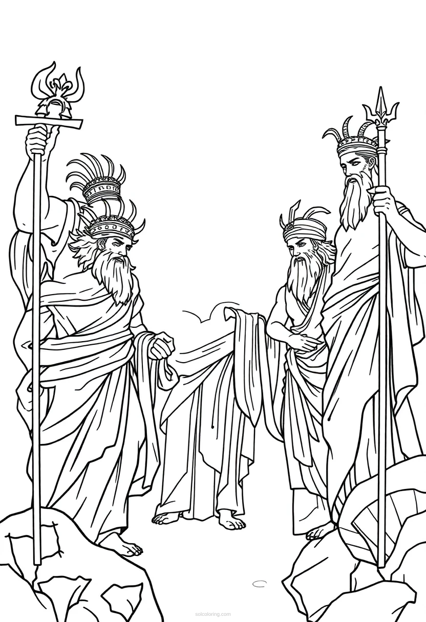 Mount Olympus Gods coloring page for kids