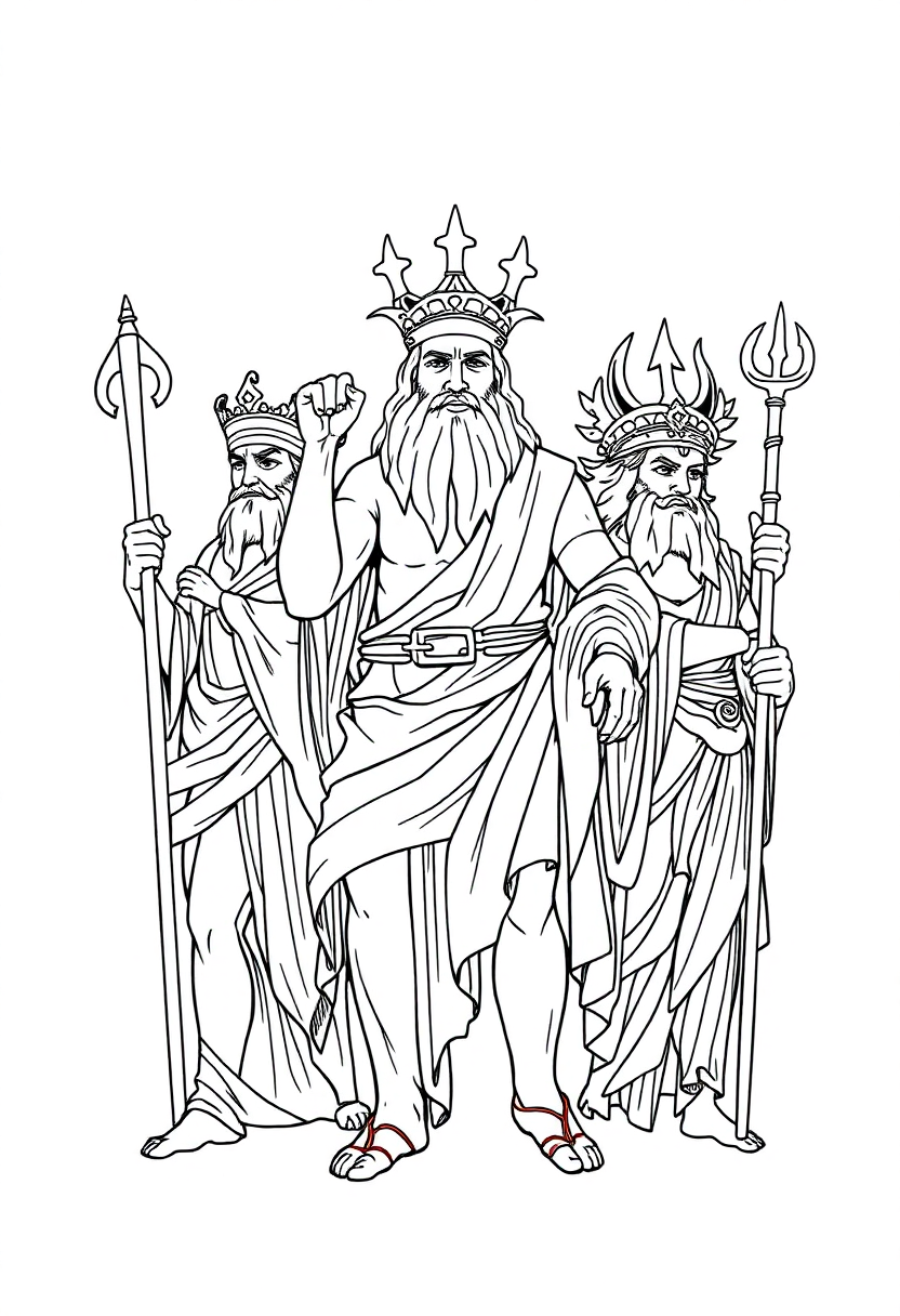 Mount Olympus Gods coloring page, free printable