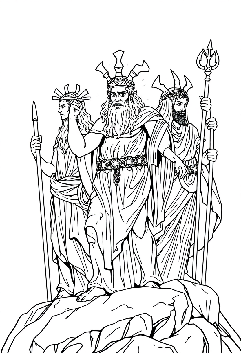 Mount Olympus Gods coloring page, free printable