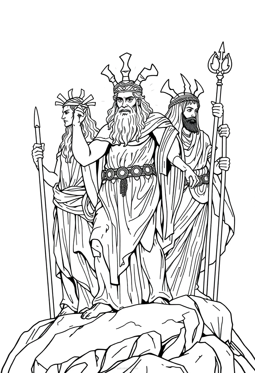 Mount Olympus Gods coloring page for kids