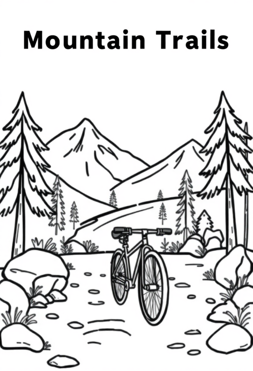 Mountain Biking Trails coloring page, free printable