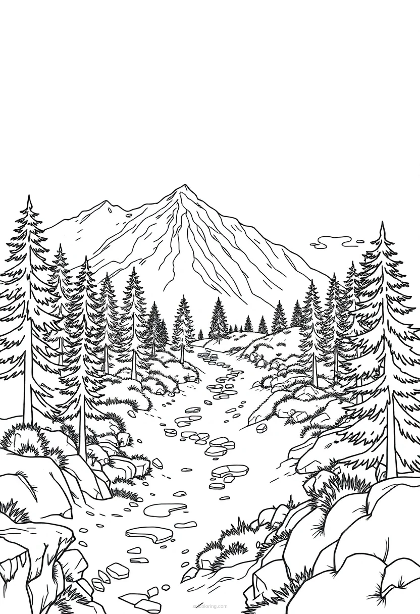 Mountain Biking Trails coloring page for kids