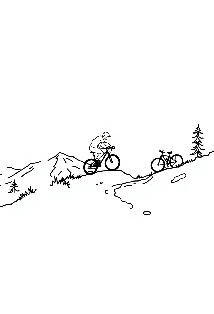 Mountain Biking Trails coloring page, free printable