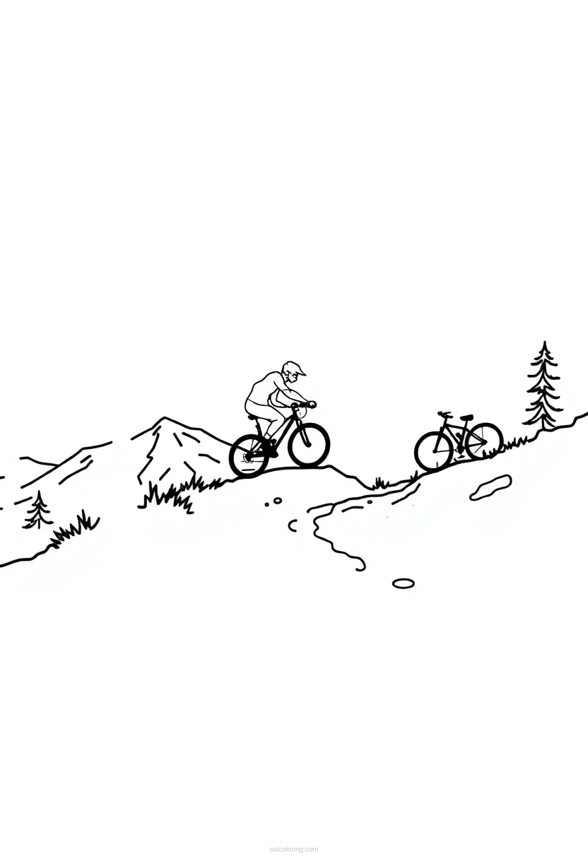 Mountain Biking Trails coloring page for kids