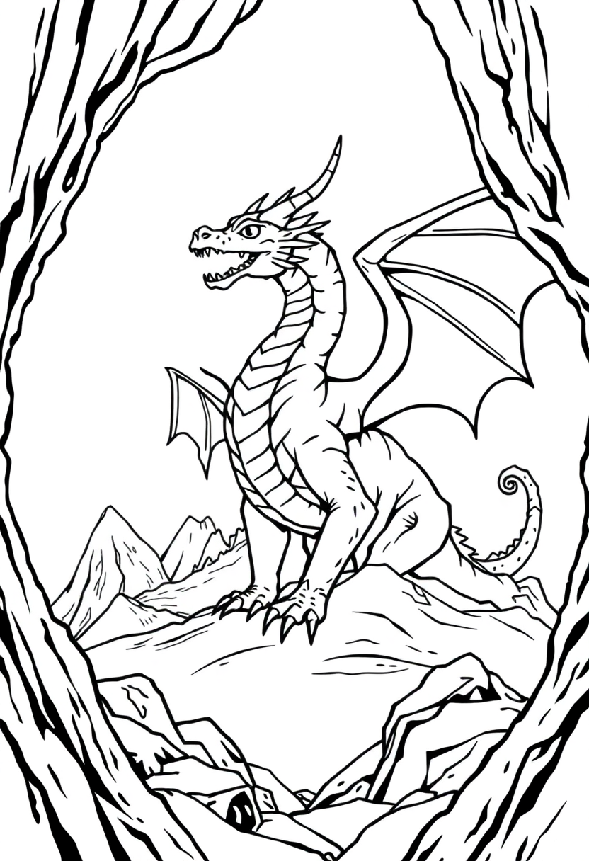 Mountain Dragon coloring page, free printable