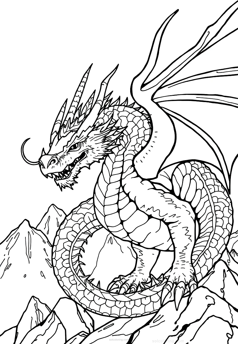 Mountain Dragon coloring page for kids