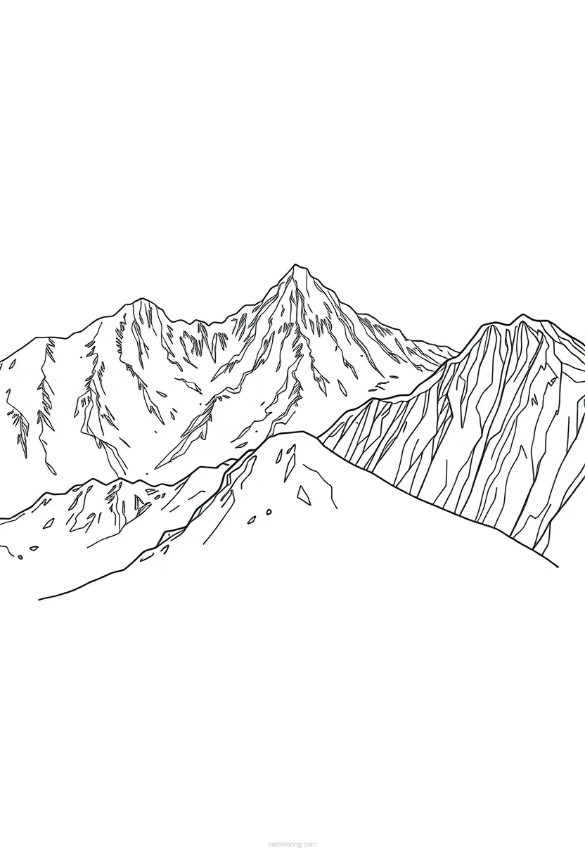 Mountain Range coloring page for kids