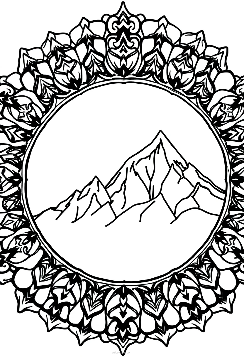 Mountain Range coloring page for kids