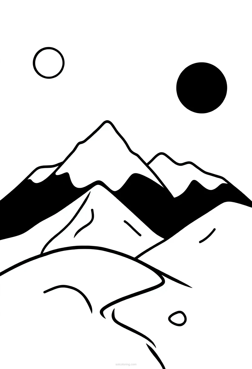 Mountain Range coloring page for kids