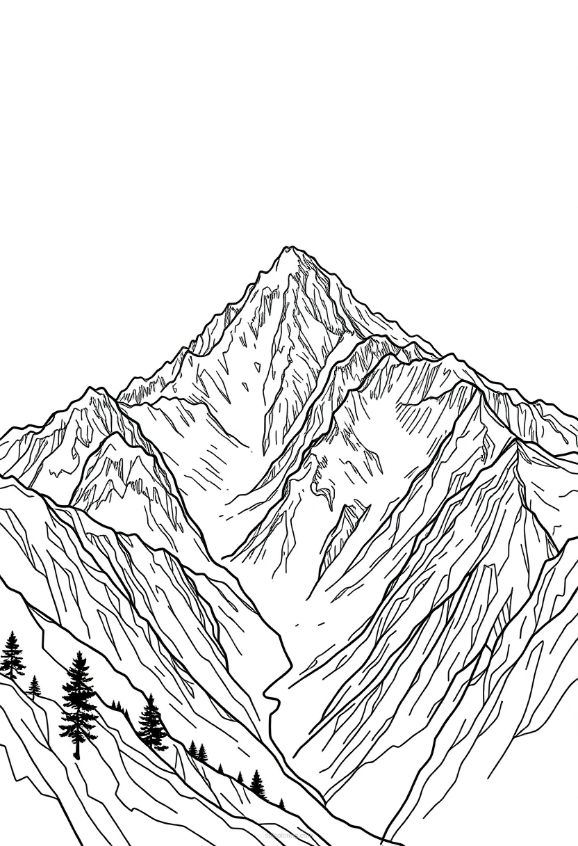 Mountain Range coloring page for kids