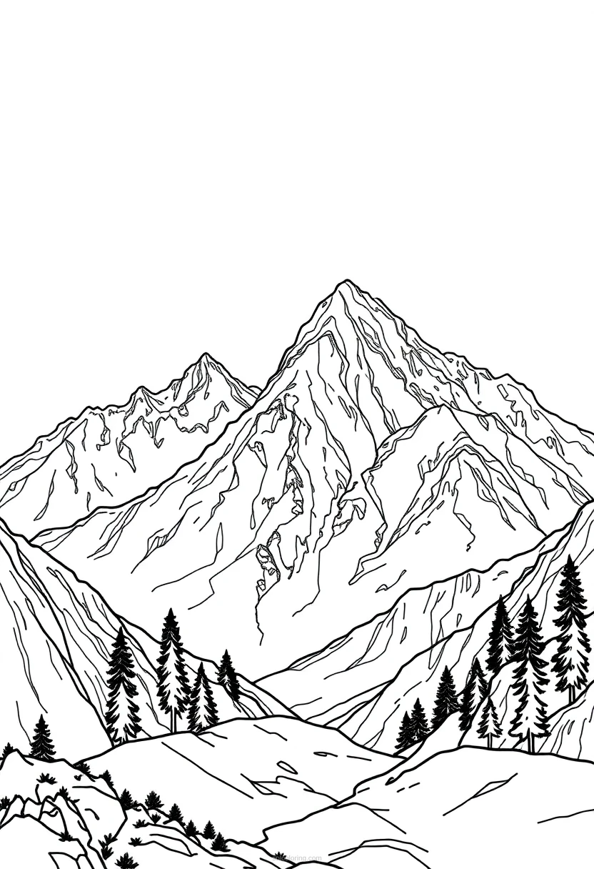 Mountain Range coloring page for kids