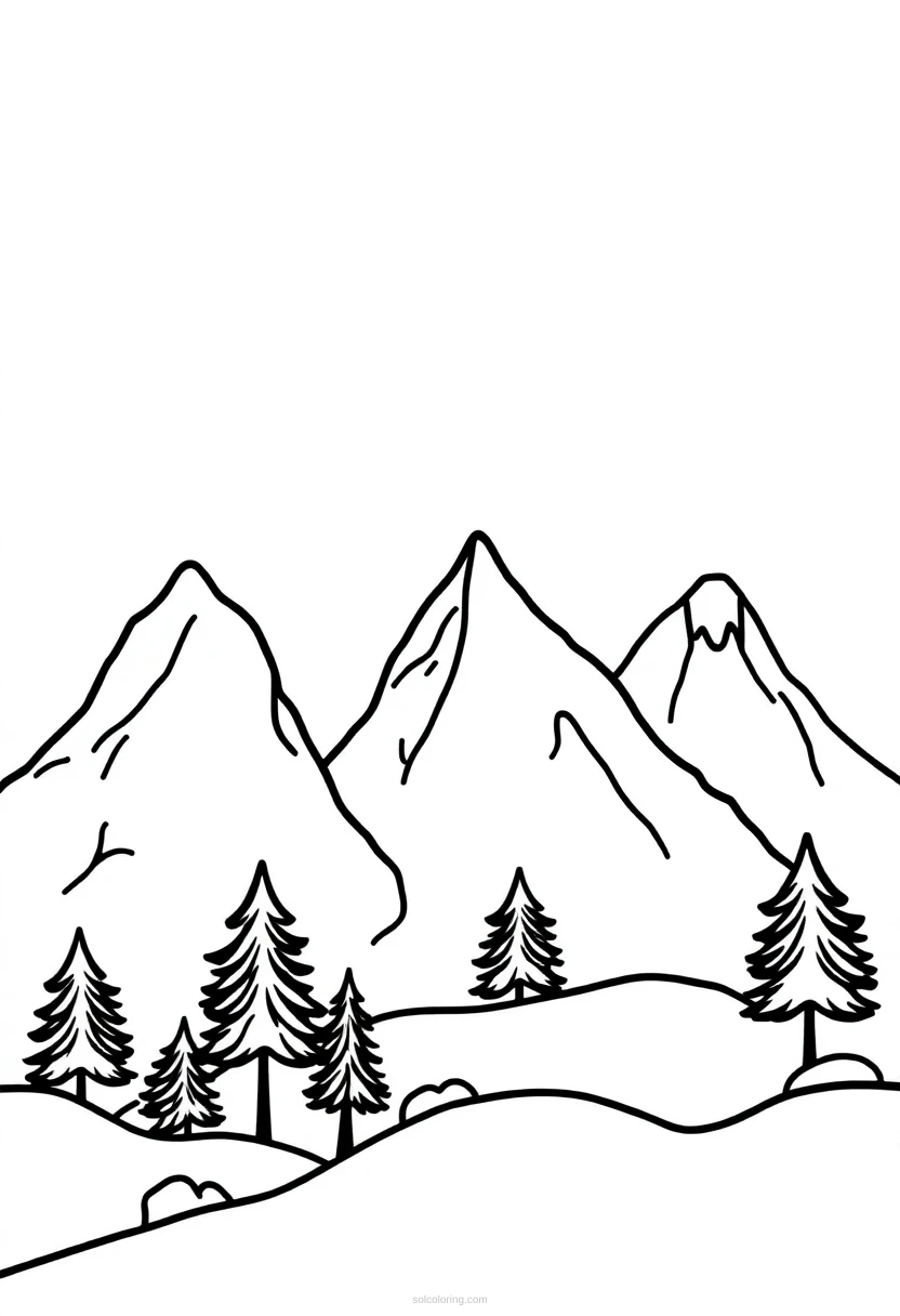 Mountain Range coloring page for kids