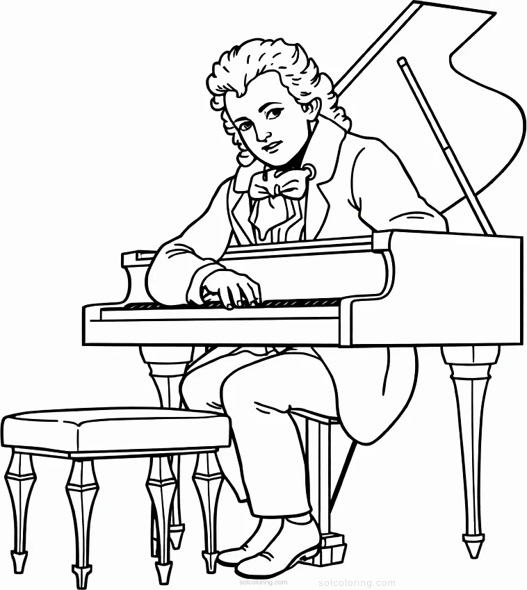 Mozart At Piano coloring pages