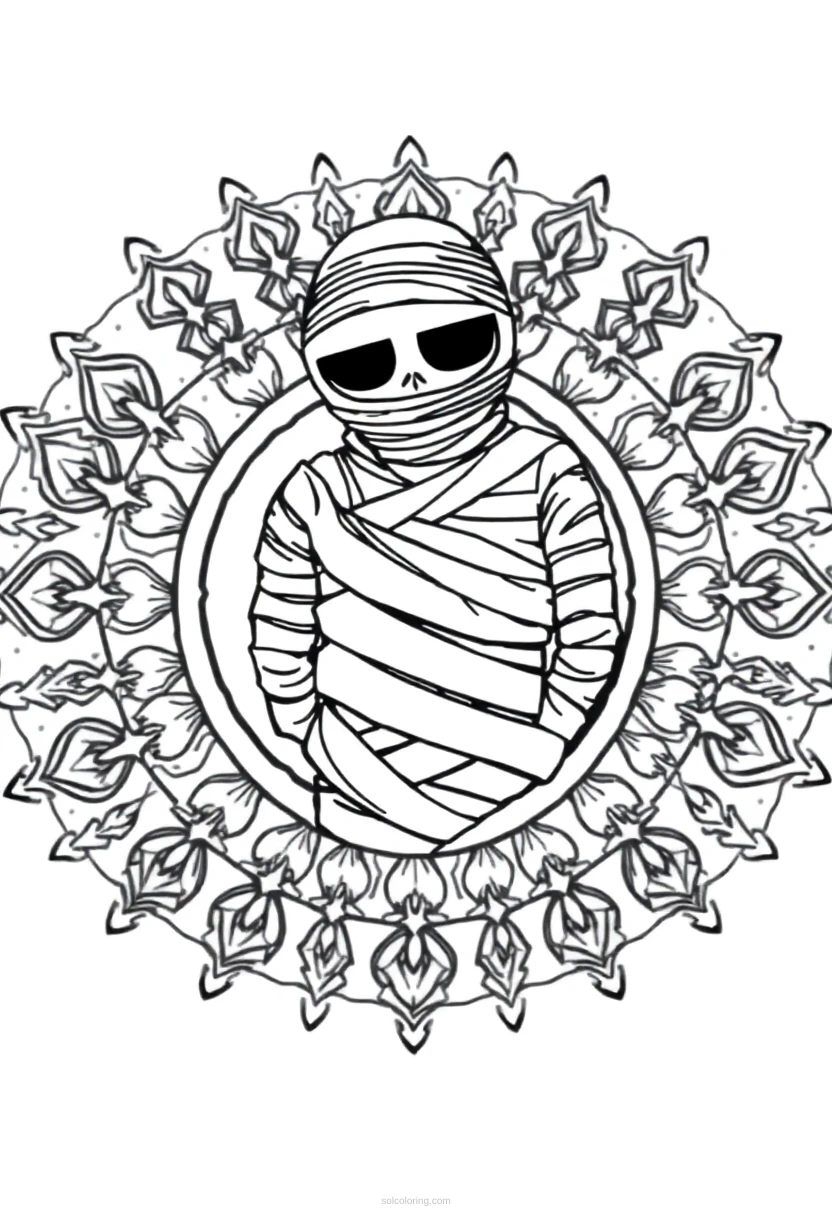 Mummy Wrapped in Bandages coloring page for kids