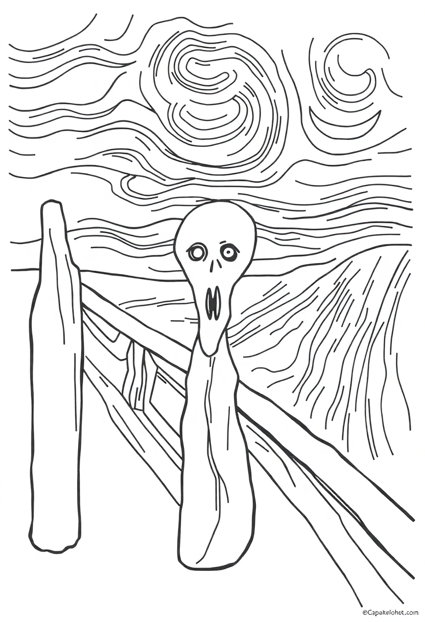 Munch The Scream coloring page, free printable