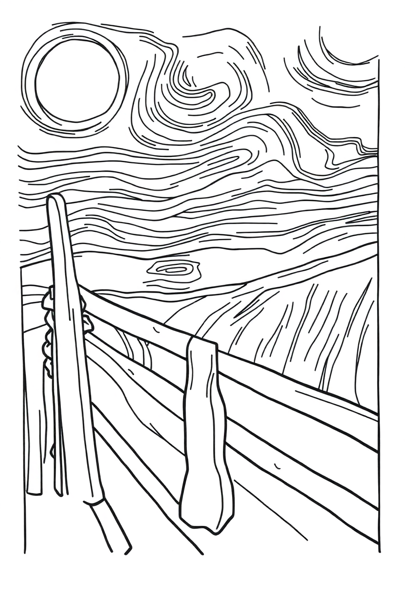 Munch The Scream coloring page, free printable