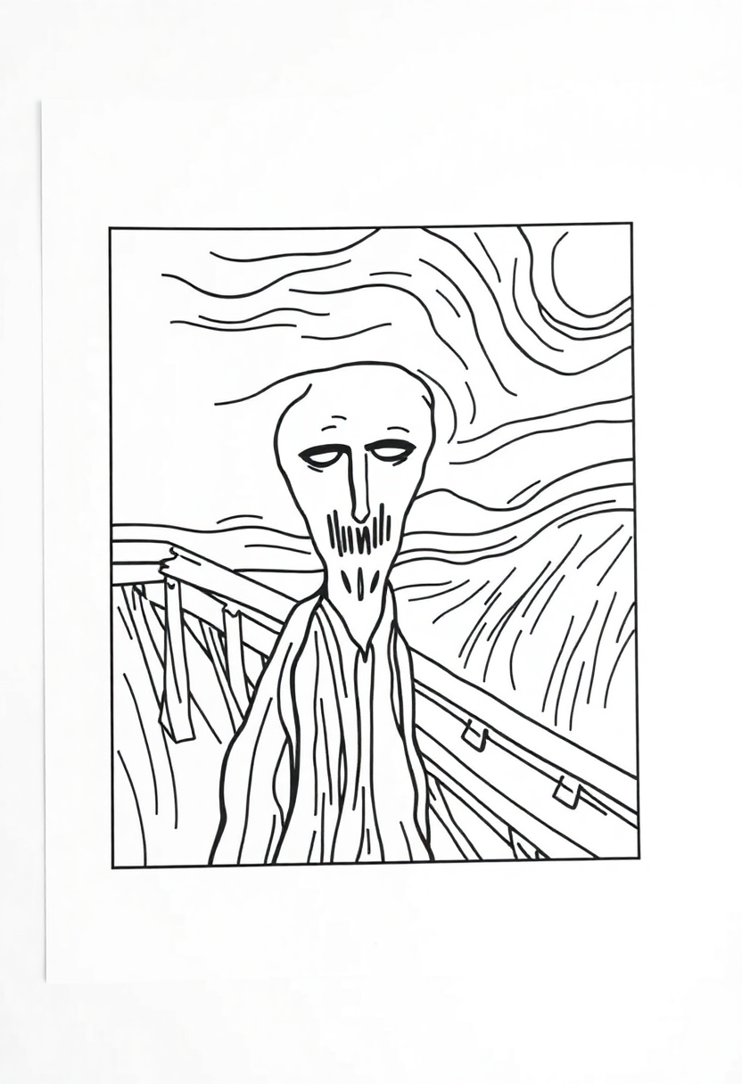 Munch The Scream coloring page, free printable